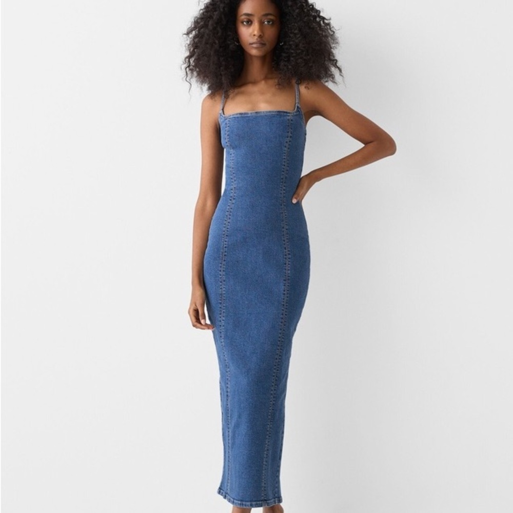 Bershka strappy denim dress